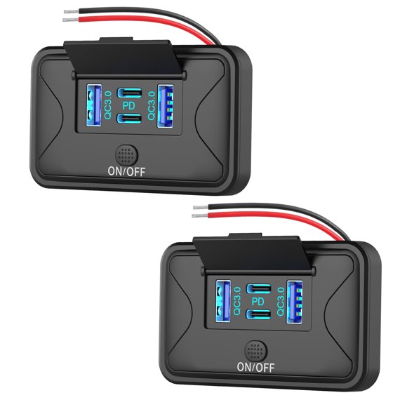 Adaptador de carga Hapytrip, paquete de 2, 78 W, 4 puertos USB, 12 V, PD, QC3.0