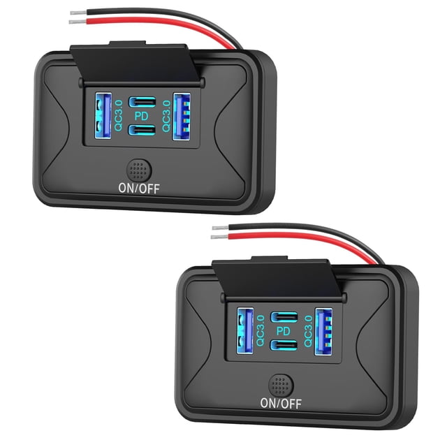 Adaptador de carga Hapytrip, paquete de 2, 78 W, 4 puertos USB, 12 V, PD, QC3.0