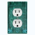 thumbnail image 2 of Metal Light Switch Plate Cover Elegant Green Letter Frame Damask DAM069, 2 of 15