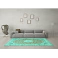 thumbnail image 3 of Ahgly Company Machine Washable Indoor Round Medallion Turquoise Blue Traditional Area Rugs, 3' Round, 3 of 4