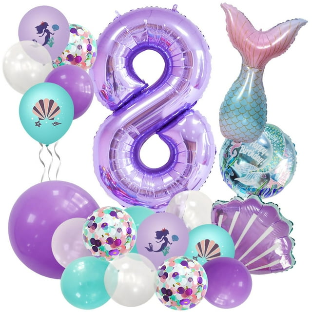 Globo Morado Número 8 De 40 Pulgadas Globo Gigante Grande Número 8 Globos De Sirena Para Octavo Cumpleaños Fiesta De Cumpleaños Infantil Suministros De Decoración Para Baby Shower (Púrpura 8) Kit De G
