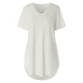 thumbnail image 6 of Garbnen Short Sleeve T Shirts for Women Curved Hem V Neck T Shirts for Women Hide Belly Spring Fashion Women Going Out Tops White XL, 6 of 7