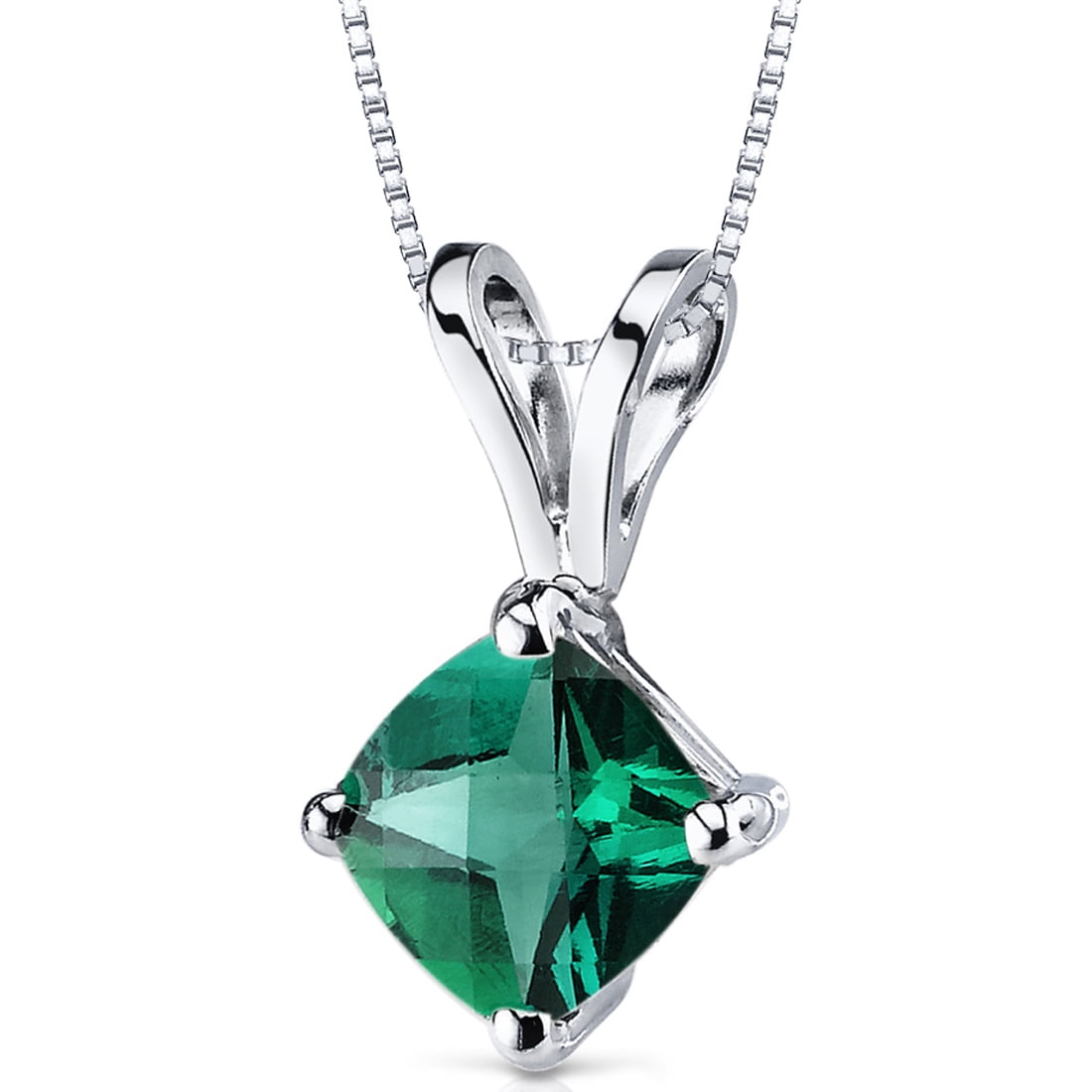 Created Emerald Pendant Necklace 