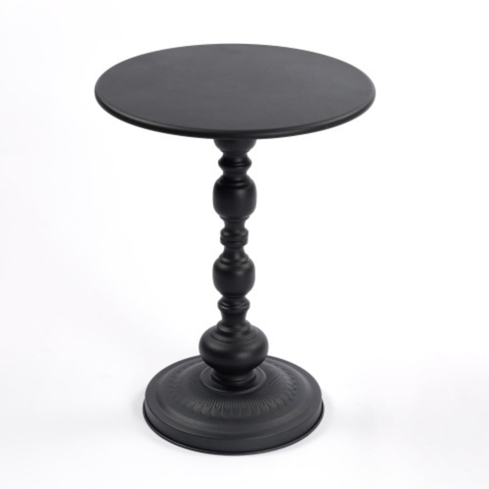 2-Piece Round Metal Side Tables, Vintage End Tables with Pedestal Base, Small Accent Tables for Sofa, Bedside, Living Room & Bedroom, Matt Black