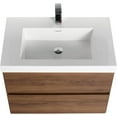 thumbnail image 6 of Blossom Assisi 30" Wall Vanity – Brown Walnut Floating Cabinet w/Acrylic Sink & Soft-Close Drawers, 6 of 7