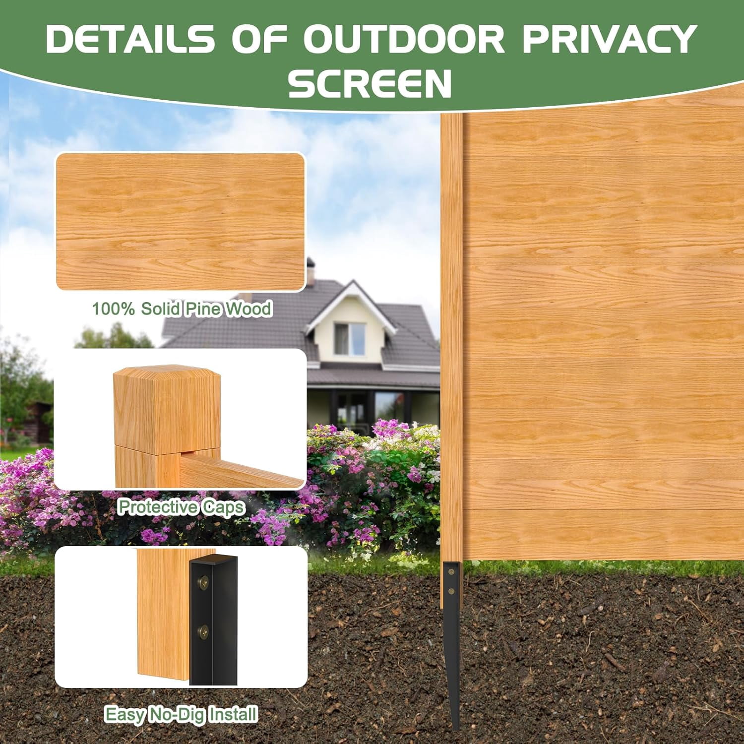 Outdoor Privacy Screen Privacy Fence Panels for Outside, 2 Panels 48"W X 48"H Wood Decorative Fence,Pool Equipment Enclosure, Patio Garden Fence Perfect to Enclose Trash Cans and Air Conditioner