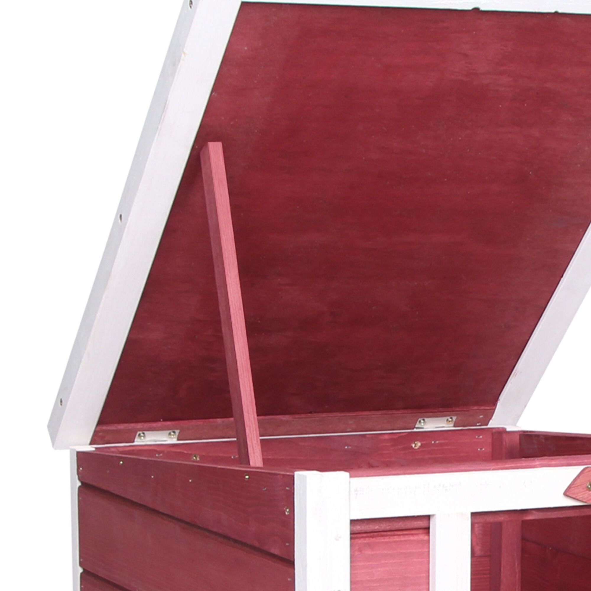 Dog Crate, PawHut Small Wooden Rabbit Hutch Bunny Cage Guinea Pig Cage Duck House Dog House with Openable & Waterproof Roof, Red, Red Pet Playpen,Wood Chicken Coop, Pet Supplies Pens & Hutches