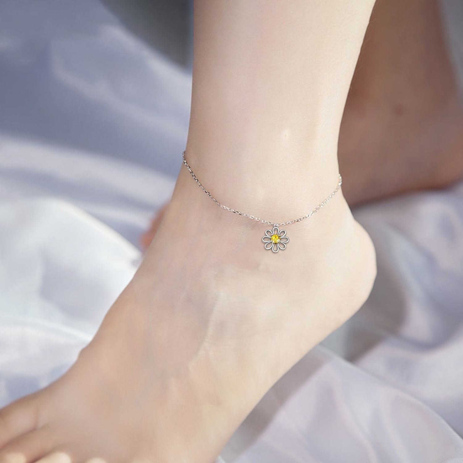 YAFEINI Sterling Silver Cross anklets for Women Daughter Wife Mom Adjustable Chain Foot Ankle Bracelet Summer Jewelry Gifts for Her