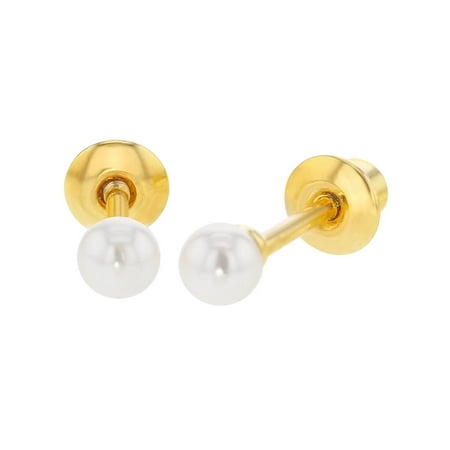 simulated 18k 3mm infant screw plated pearl earrings gold baby dialog displays option button additional opens zoom
