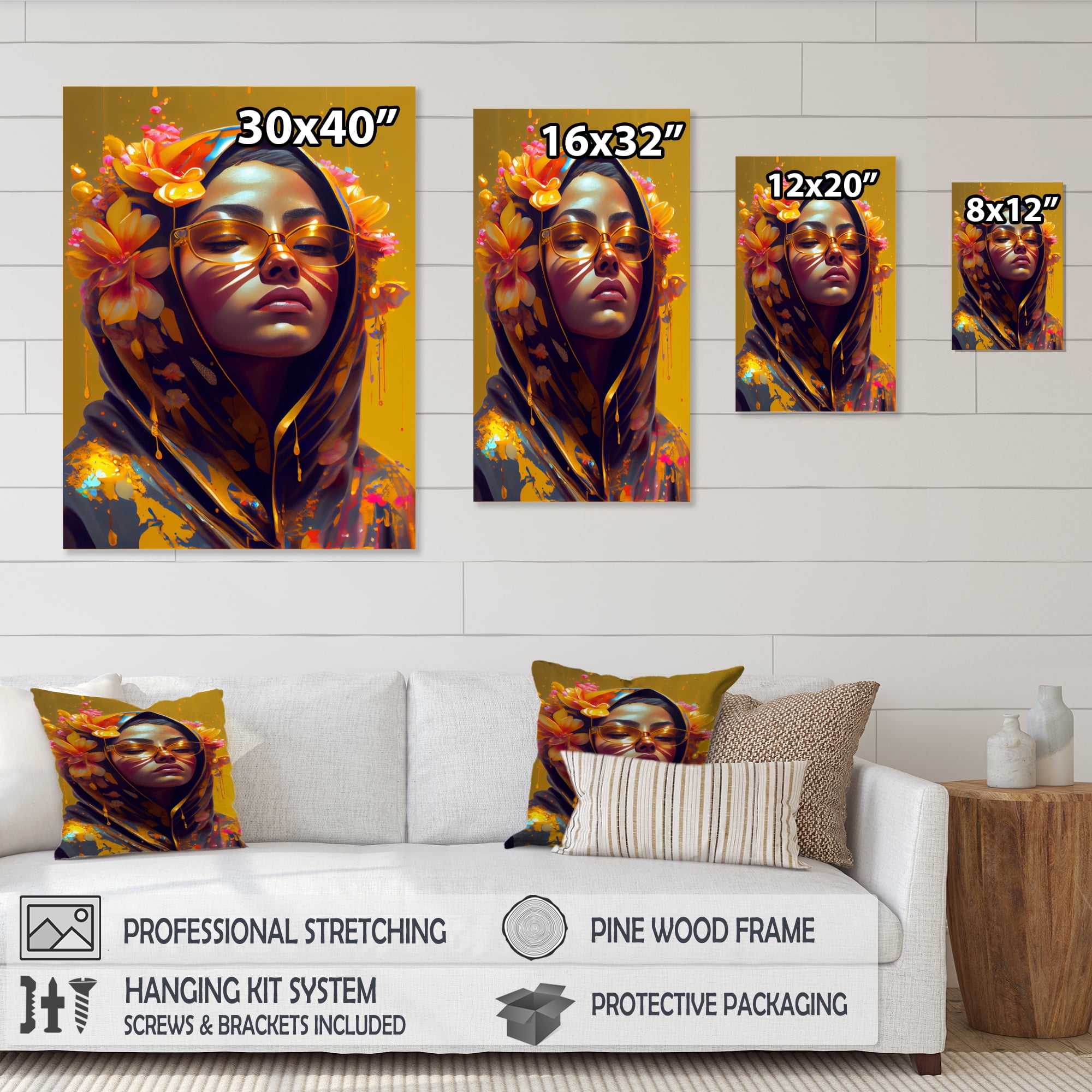 Designart Stylish Arabic Woman With Floral Hijab II Canvas Wall Art