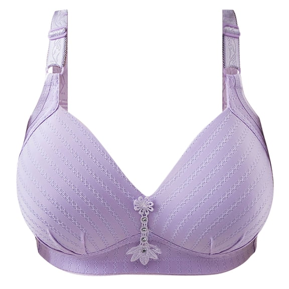Odeerbi Bras for Women Lingerie Striped Bra Wire Free Underwear One-Piece Everyday Underwear Beige Refer to Size Chart In Description
