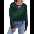 thumbnail image 2 of Sudadera Holgada Informal de Larga con Cuello Redondo y Bloques de Color para Mujer Azul Marino XL, 2 of 9