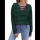 thumbnail image 2 of Sudadera Holgada Informal de Larga con Cuello Redondo y Bloques de Color para Mujer Azul Marino S, 2 of 9