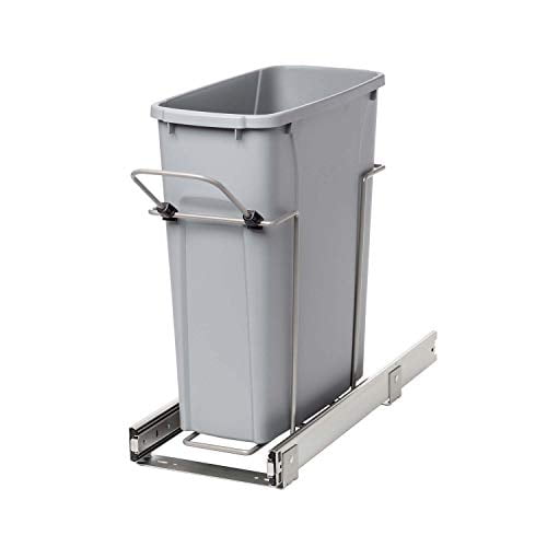 Knape & Vogt PLSW9-1-20-R-P In-Cabinet Pull Out Trash Can, 17.75 8.11 20-Inch,Platinum, Inch Inch Inch