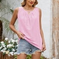 thumbnail image 4 of Scyoekwg Womens Tank Tops Solid Color Casual Sleeveless Tops Keyhole Neck Eyelet Shirts Trendy Summer Top Outfits (Pink,XL), 4 of 5