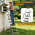 thumbnail image 6 of HBTower Folding 5-Step Ladder with Handrails and Tool Tray, Anti-Slip Wide Pedals, Safety Ladder for Adults, White, 6 of 10