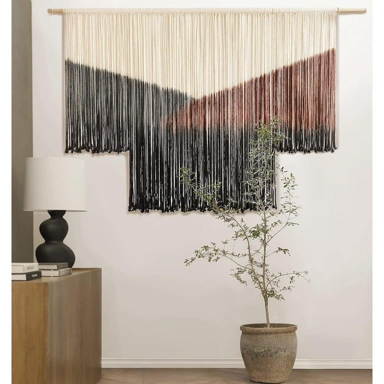 Macrame Wall Hanging Large Black Tie Dye Geometric Decor Bohemian Yarn Tapestry Home Boho Wall Decor 59 Wx35 L Walmart