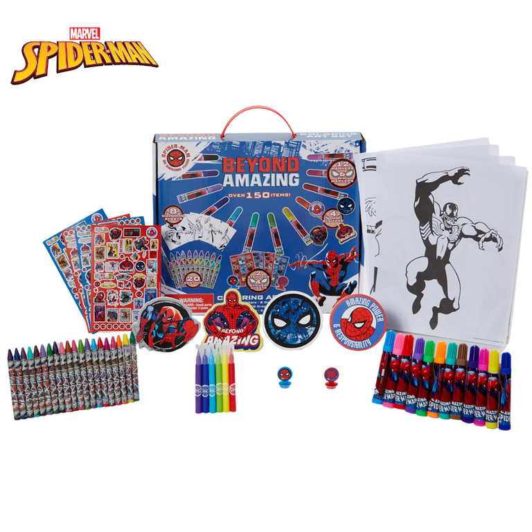 Marvel Spiderman Boys Art Kit Stickers Markers and Crayons