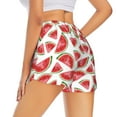 thumbnail image 3 of Xecao's Hand Drawn Watermelon for a double-layer running short for women, perfect for gym, tennis, and more, featuring a convenient pocket., 3 of 9