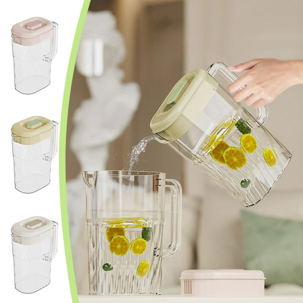Botella de agua fría grande de 2500 ml, dispensador de bebida helada en el refrigerador, jarra de infusor de frutas de boca ancha para té, limonada, bebidas para fiestas, rosa / verde / marrón