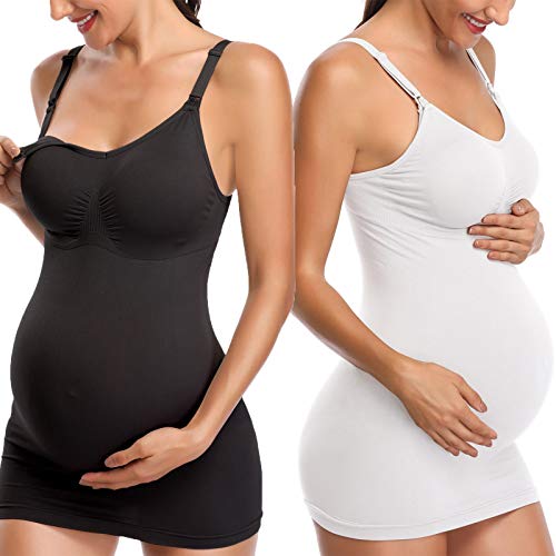 BRLIDO Women/'s Maternity Tops Nursing Cami Tanks with Built in Bra
