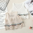 thumbnail image 3 of ZPAQI Women Boho Crochet Sleeveless Crop Tank Top V-Neck Hollow Knit Floral Camisole Vintage Colorful Beaded Tassel Beach Vest, 3 of 19