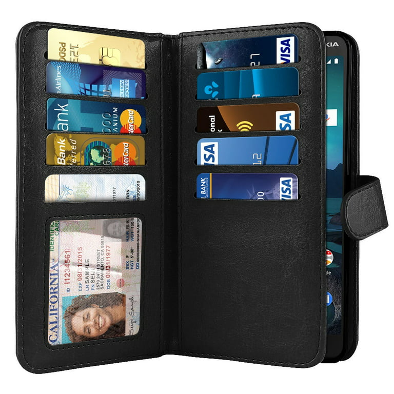 NEXTKIN Multi Card Slots Double Flap Wallet Pouch Case for Nokia