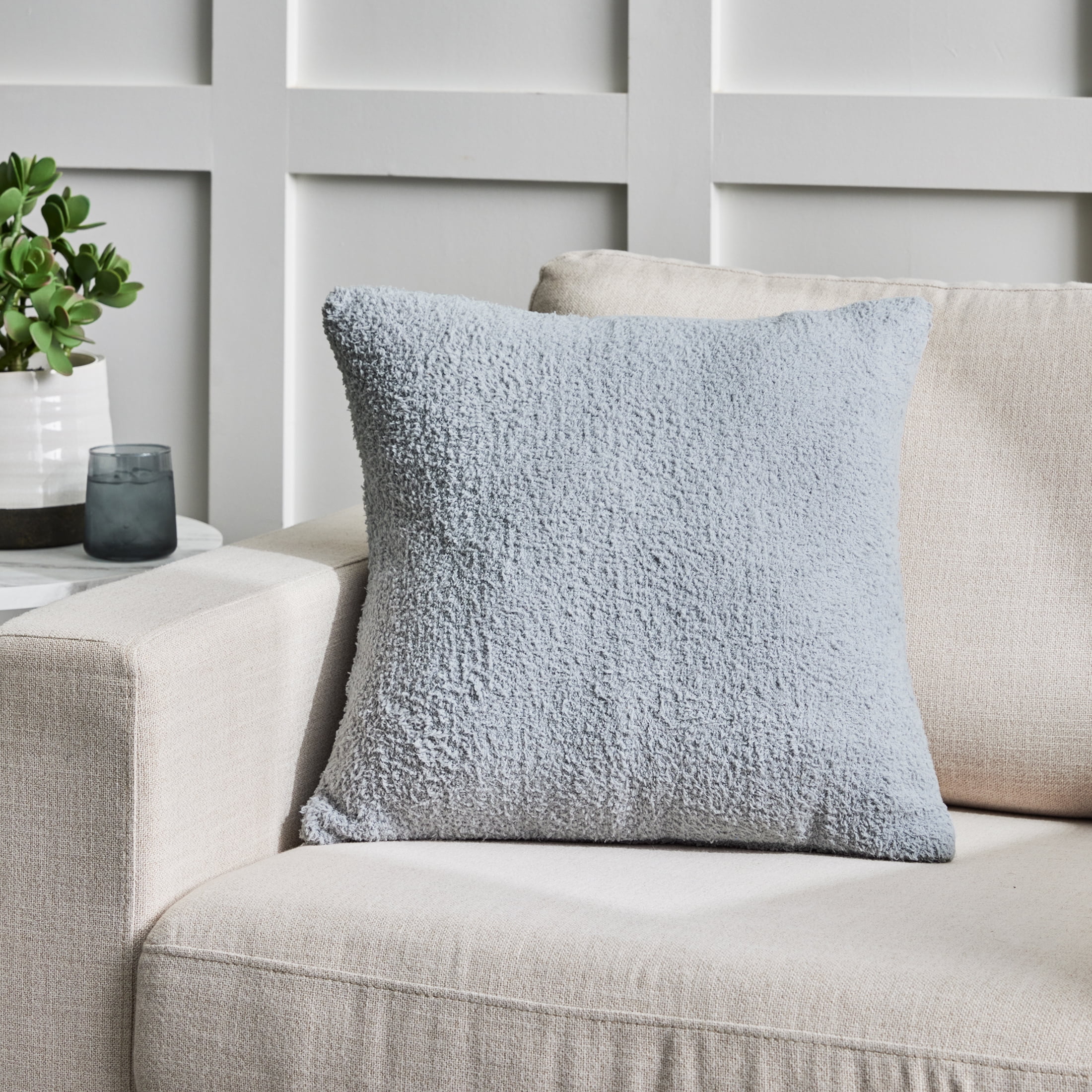 (2 pack) Better Homes & Gardens 20"x20" Cozy Knit Decorative Pillow, Soft Silver, (1 Count), All Ages