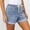 Blue, variant on CYRBOKO Women's Denim Shorts, Elastic Waist Drawstring Casual Holiday Summer Jeans with Pockets Blue Size S-2XL