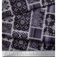 thumbnail image 3 of Soimoi polyester Crepe Fabric Paisley,Mandala & Quatrefoil Patchwork Print Fabric by the Yard 52 Inch Wide, 3 of 3