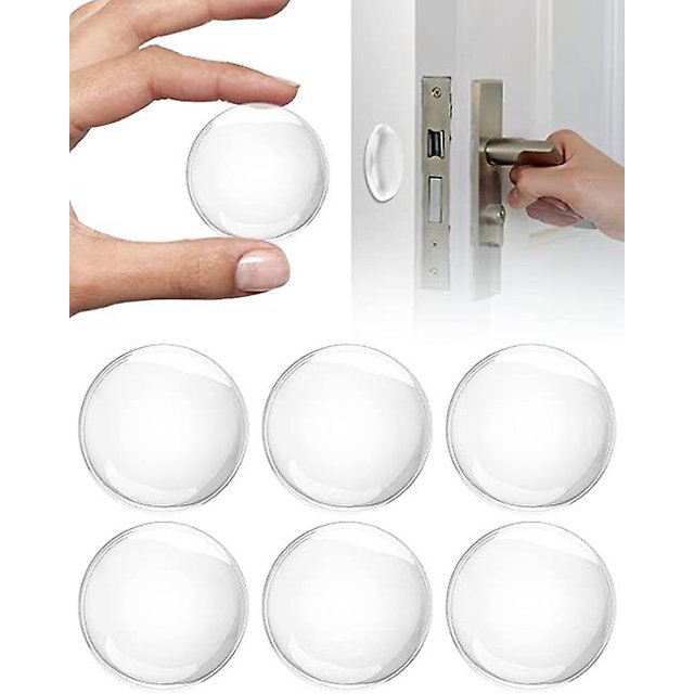 Bouchon de Poignée de Porte Murale, 6 x Bouchon de Porte Murale Transparent, Coussin de Protection Mural Rond, Tampon de Porte, Bouchon de Porte Adhésif, Amortisseur de Porte