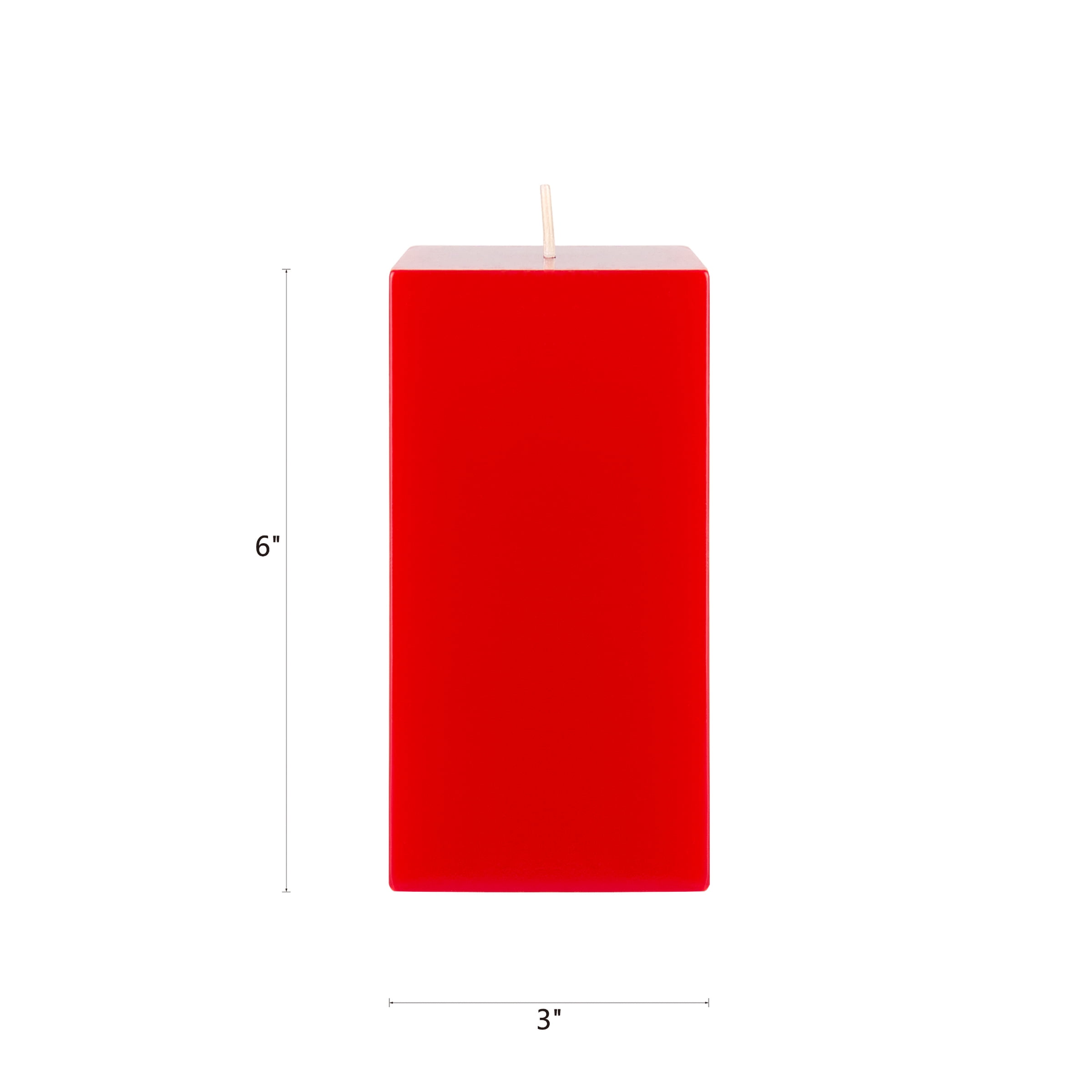 Mega Candles 6 pcs Unscented Red Square Pillar Candle, Hand Poured Premium Wax Candles 3 Inch x 6 Inch, Home Décor, Wedding Receptions, Baby Showers, Birthdays, Celebrations, Party Favors & More