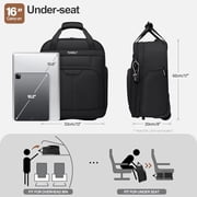 TIAWOLT Multi-functional 16-Inch Underseat Carry on Luggage With Wheels Softside Lightweight Compact Travel Business Suitcase bag for Pilots and Crew,Black