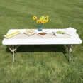 thumbnail image 2 of Indoor Outdoor Heavy Duty Portable Folding Plastic Dining Table w/Handle, Lock for Picnic, Party, Camping - White (8 Ft), 2 of 3