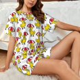 thumbnail image 4 of Fotbe Rubber Duck Chicken Bird Conjunto de Pijama Estampado para Mujer, 2 Piezas, Ropa de Dormir con Camiseta de Manga Corta y Shorts Suaves-Small, 4 of 6
