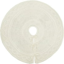 EWASWON Christmas White Knitted Christmas Tree Skirt 48 Inch - Fits Artificial Trees, Hides Stand, Soft Fabric, Holiday Party Decorations