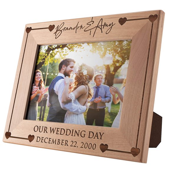 Valentines Day Gifts for Her, Personalized Wedding Picture Frame 5x7 - Our Wedding Day, Romantic Wedding Gifts for The Couple, Custom Wedding Photo Frame, Anniversary, Engagement, Mr & Mrs Gifts