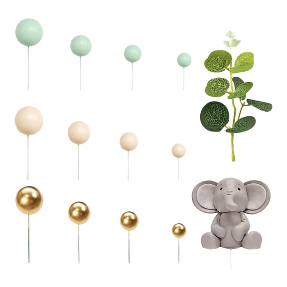 Elephant Theme Cake Decoration Kits for Birthday Party Baby Showers Wedding Cake Toppers with Balloons and Figurines
