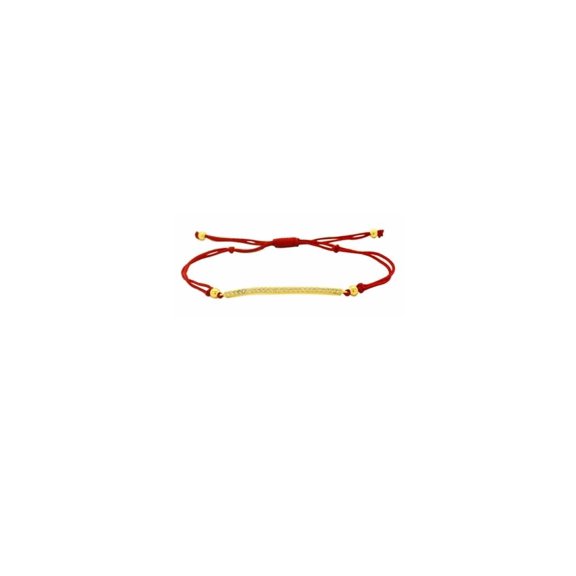 iJewelry2 Gold-plated Sterling Silver Paved Bar Clear CZ Red Cord Adjustable Bracelet