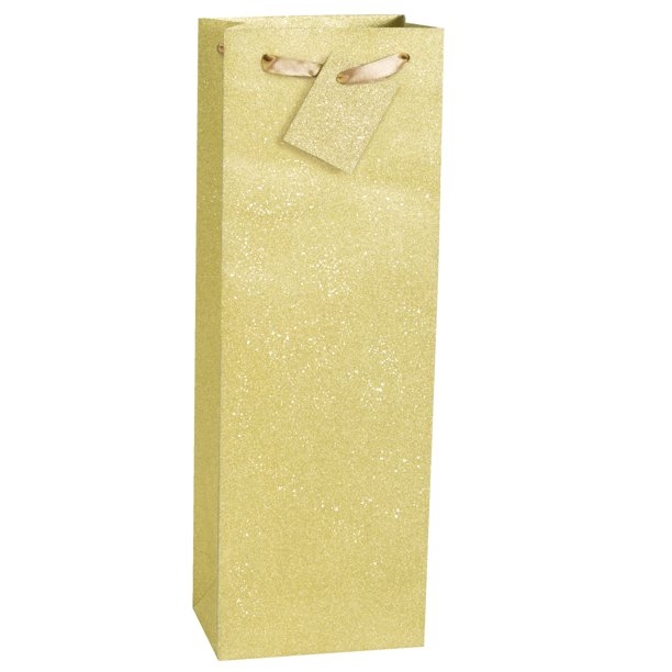 Glitter Gold Wine Gift Bag