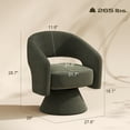 thumbnail image 3 of Toauuo 360° Swivel Barrel Accent Chair, Green Corduroy Upholstered, Ergonomic Curved Back, Thick Cushion, Modern Greeting Chair, Metal Frame, 265 lbs Capacity, 3 of 9