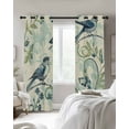 thumbnail image 3 of Watercolor Blue Green Bird Blackout Curtains for Bedroom Living Room, Leaf Green Brach Vintage 45 In Long Thermal Insulated Room Darkening Drapes Grommet Window Treatments, 42 x 45 In, 3 of 9