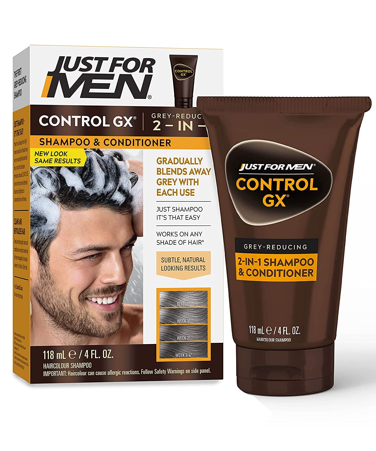 Just For Men Control GX Gradual Gray Reduction 2-in-1 Shampoo Plus Conditioner, 4 oz