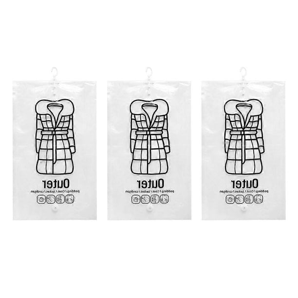 5pcs Hanging Vacuum Storage Bags Space Saver Clothes Quilts Foldable Bag Organizer Room Case Pouch Container Organizer (Middle Size 67x110cm)