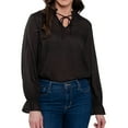 thumbnail image 2 of Elsie & Zoey Merrick Ruffle Tie Keyhole Neck Long Sleeve Blouse for Women, 2 of 6