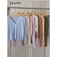 thumbnail image 2 of LOVE DOCK Crop Knitted LOVE DOCK Women Slim Long Sleeve V Neck Button Up Casual Soft Chic Basic Jumpers Korean Fashion Sweater, 2 of 6