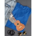 thumbnail image 3 of Sloth Hanging From Guitar Medium Front Graphic Women Royal Blue T-Shirt, Female Small, 3 of 4