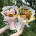 thumbnail image 4 of Finished Knitted flowers Sunflowers crochet Bouquet Creative Knited Flowers Valentine Mothers' Day Birthday Graduation Gifts, 4 of 10