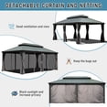 thumbnail image 7 of Newboti 14x22FT Hardtop Gazebo, Outdoor Gazebo with Galvanized Steel Double Roof, Aluminum Frame, Built-in Gutter System, Curtain and Netting, Metal Gazebo Pavilion for Patio Deck Garden, Grey 9648128, 7 of 7