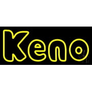 Keno With Oval Border 1 LED Neon Sign 6 x 15 - inches, Black Square Cut Acrylic Backing, with Dimmer - Bright and Premium built indoor LED Neon Sign for wall d cor, arcarde, and storefront.
